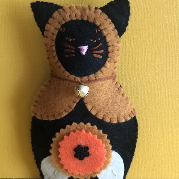 Hand-sewn Black Cat Ornament - Picture 1 of 6